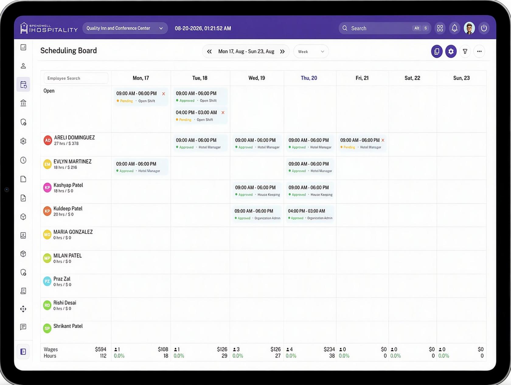 Scheduling Board Weekly View