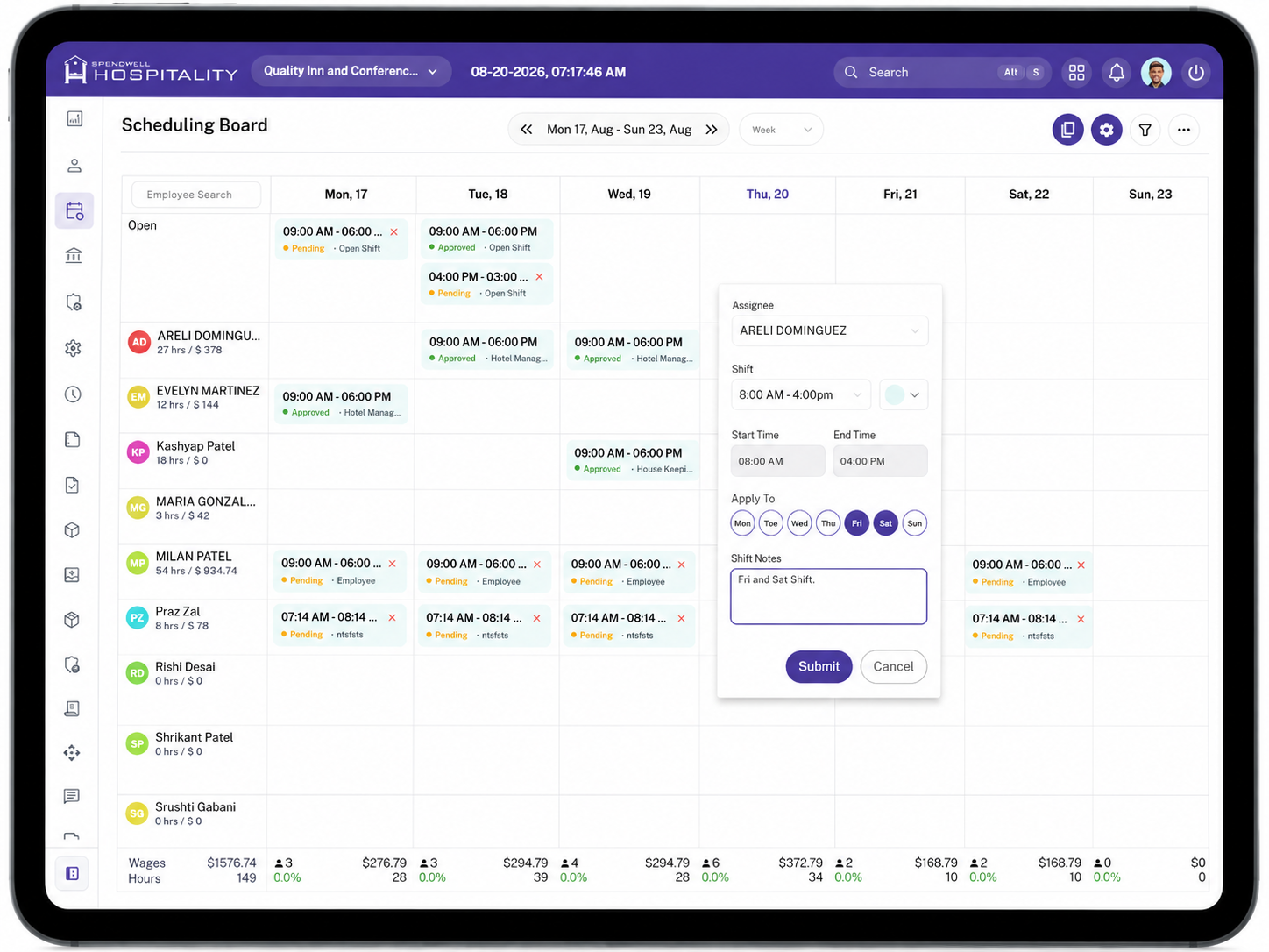 Scheduling Board Weekly View