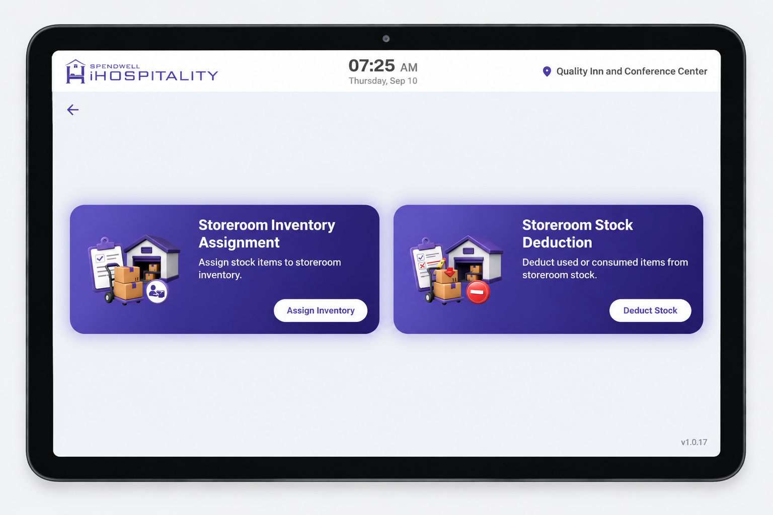 Inventory Management landing screen